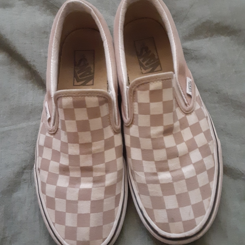Tan checkerboard vans